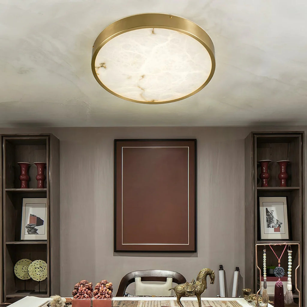Column Alabaster Round Ceiling Lamp