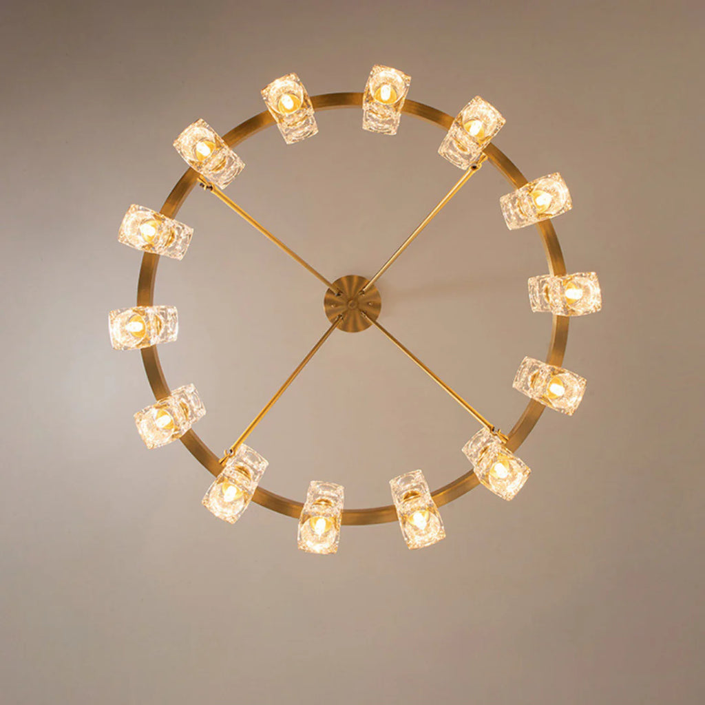 Crystal Cube Gold Chandelier