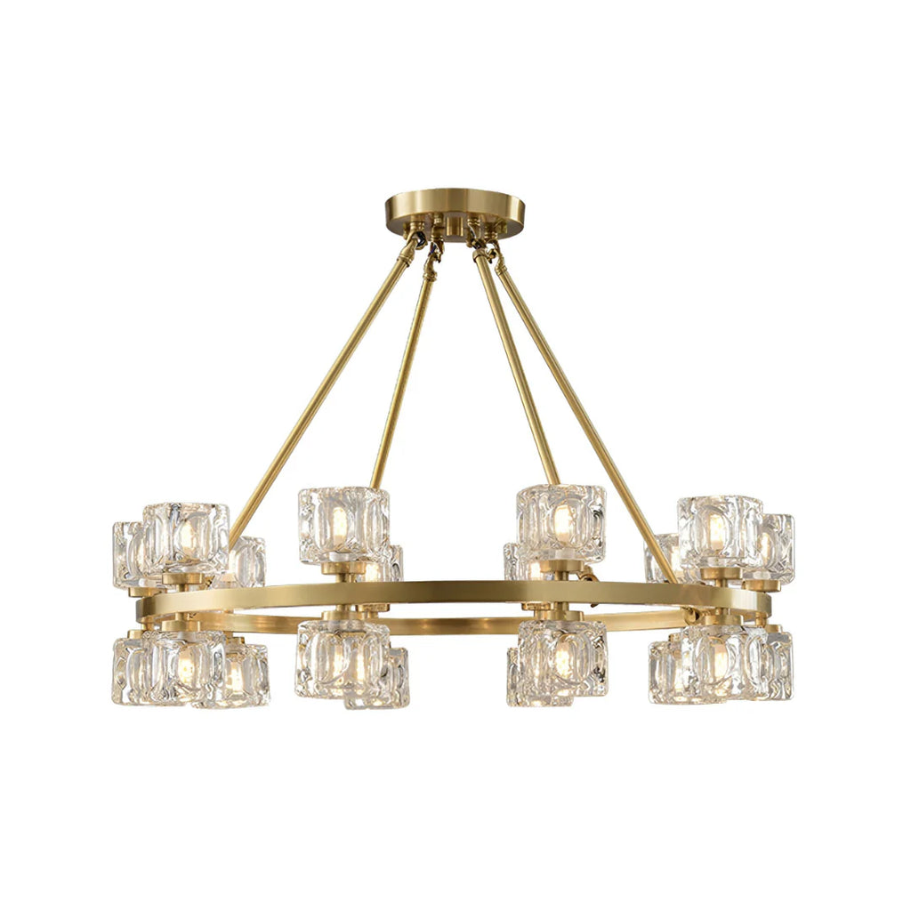 Crystal Cube Gold Chandelier