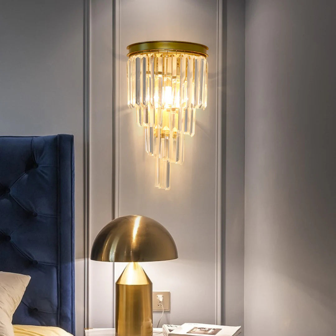 Crystal Tiered Tapered Wall Light