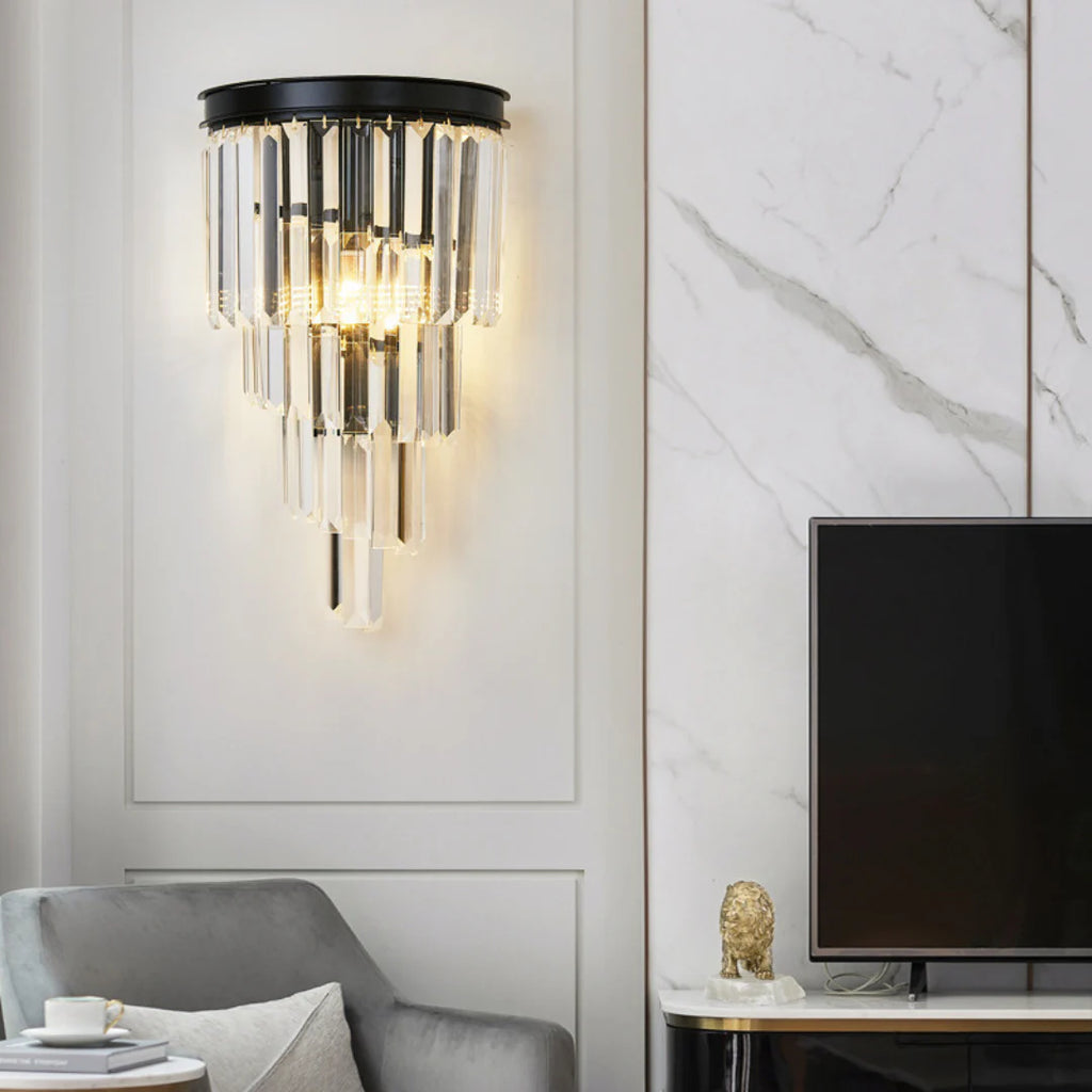 Crystal Tiered Tapered Wall Light