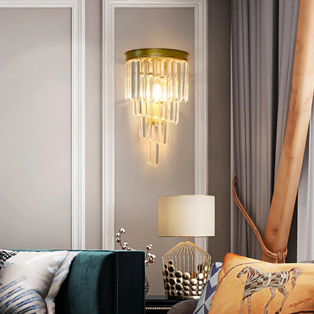 Crystal Tiered Tapered Wall Light