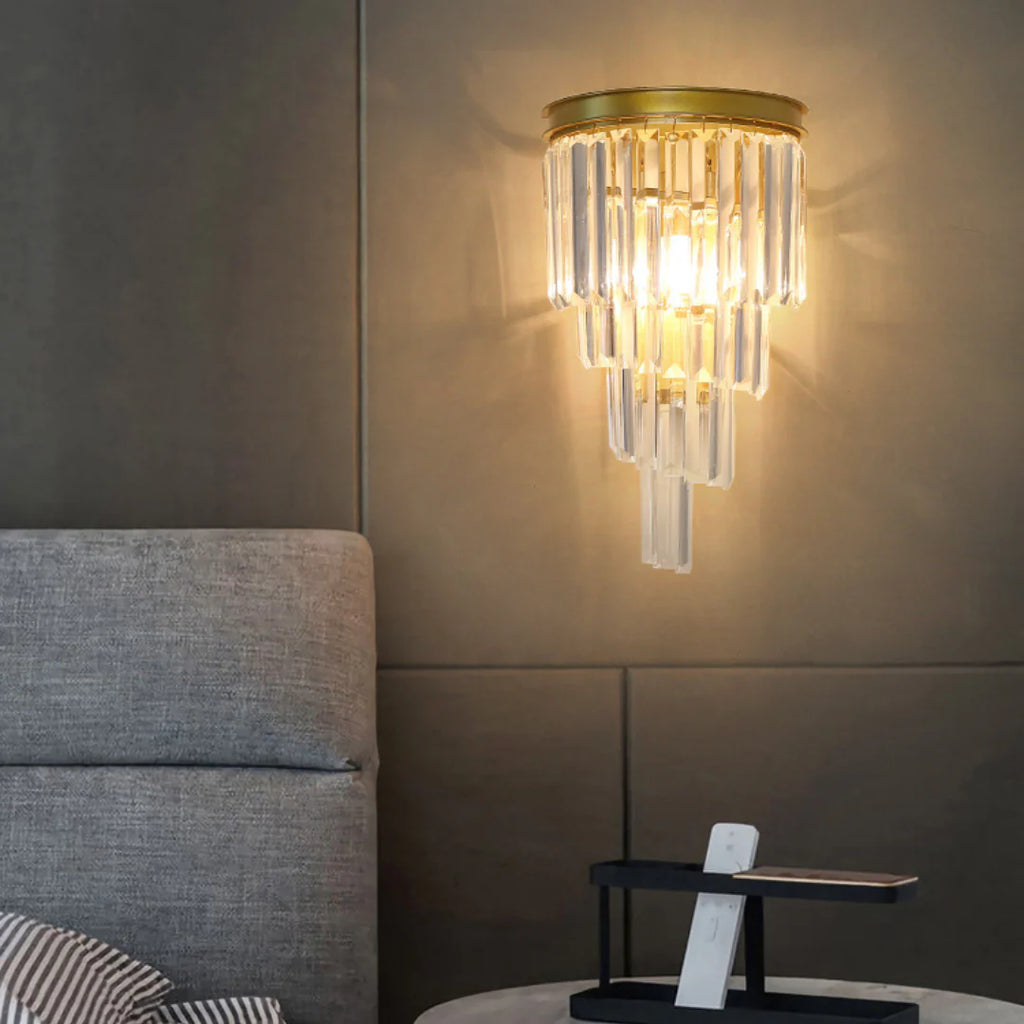 Crystal Tiered Tapered Wall Light