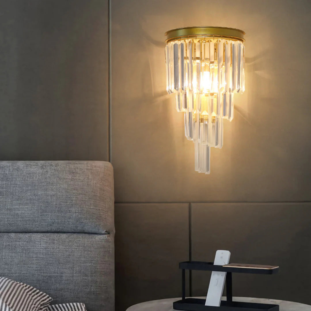 Crystal Tiered Tapered Wall Light