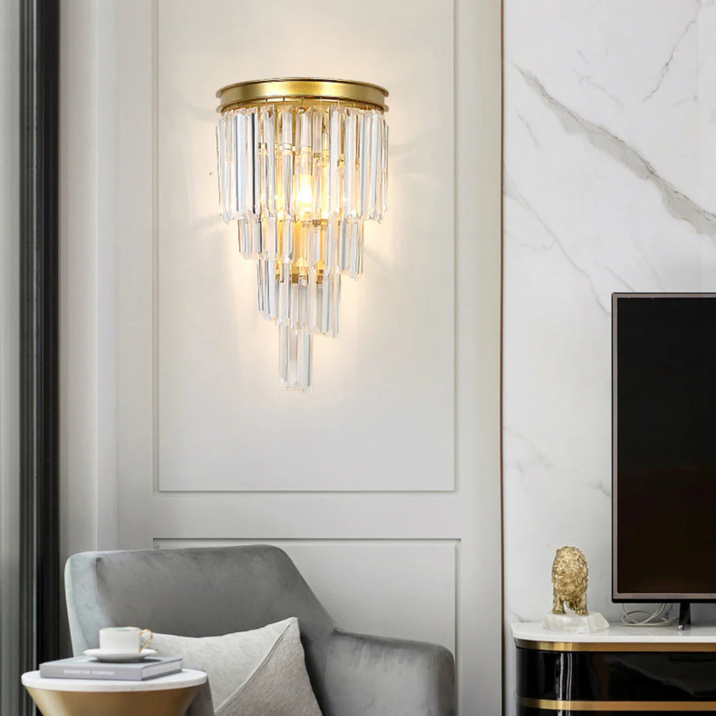 Crystal Tiered Tapered Wall Light