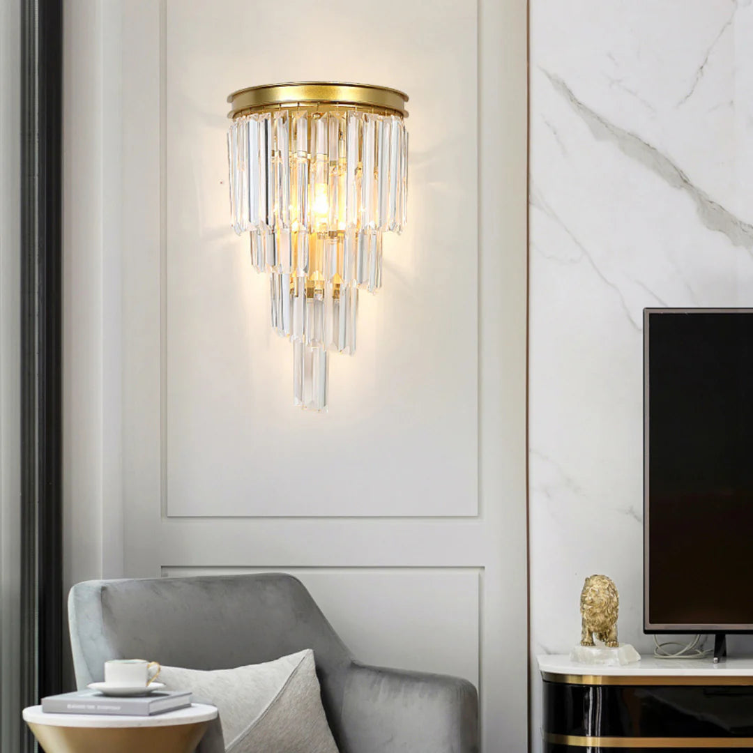 Crystal Tiered Tapered Wall Light