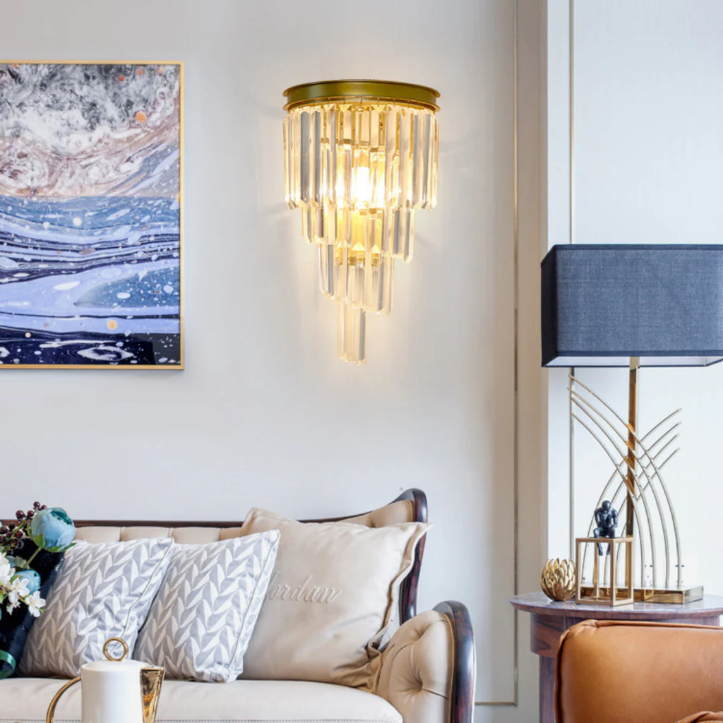 Crystal Tiered Tapered Wall Light