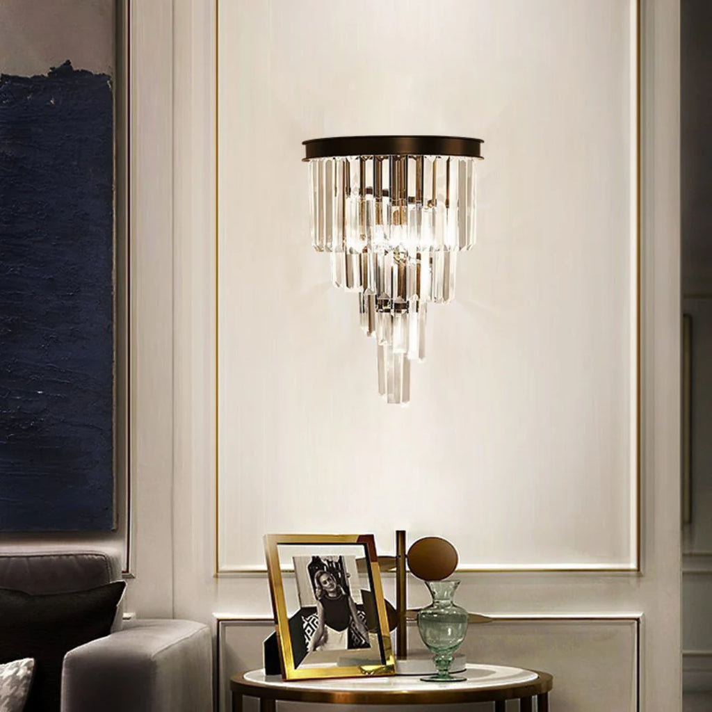 Crystal Tiered Tapered Wall Light