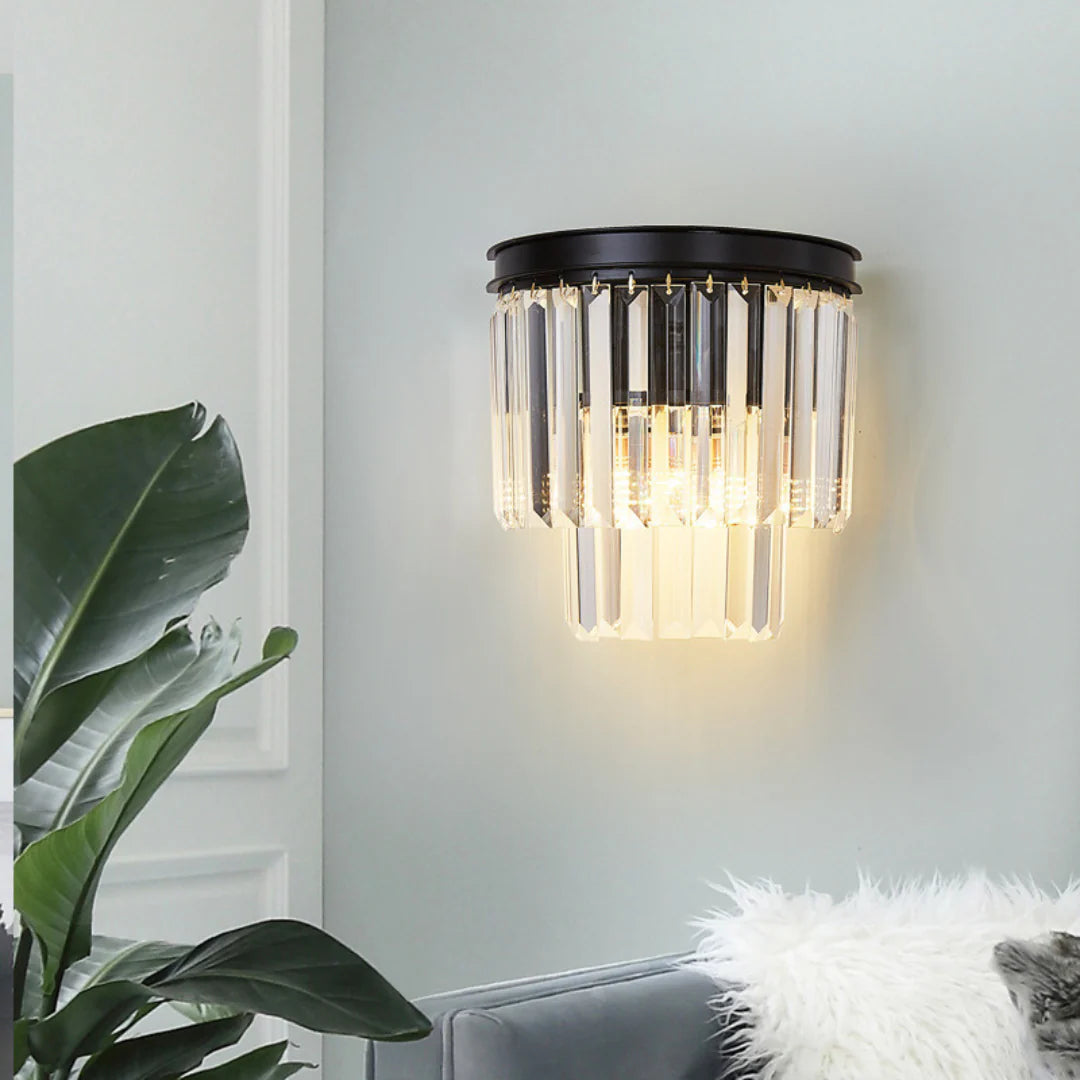 Crystal Tiered Tapered Wall Light