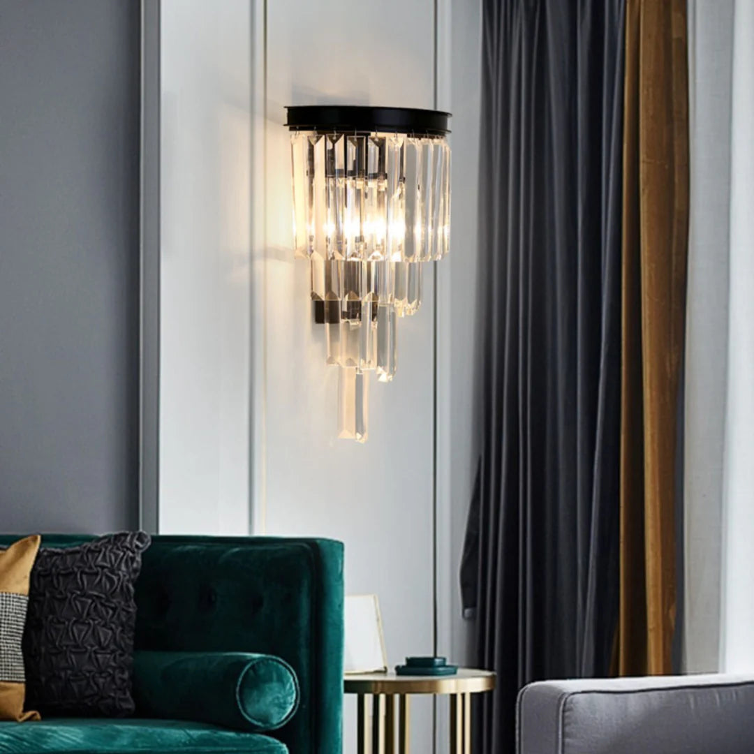 Crystal Tiered Tapered Wall Light