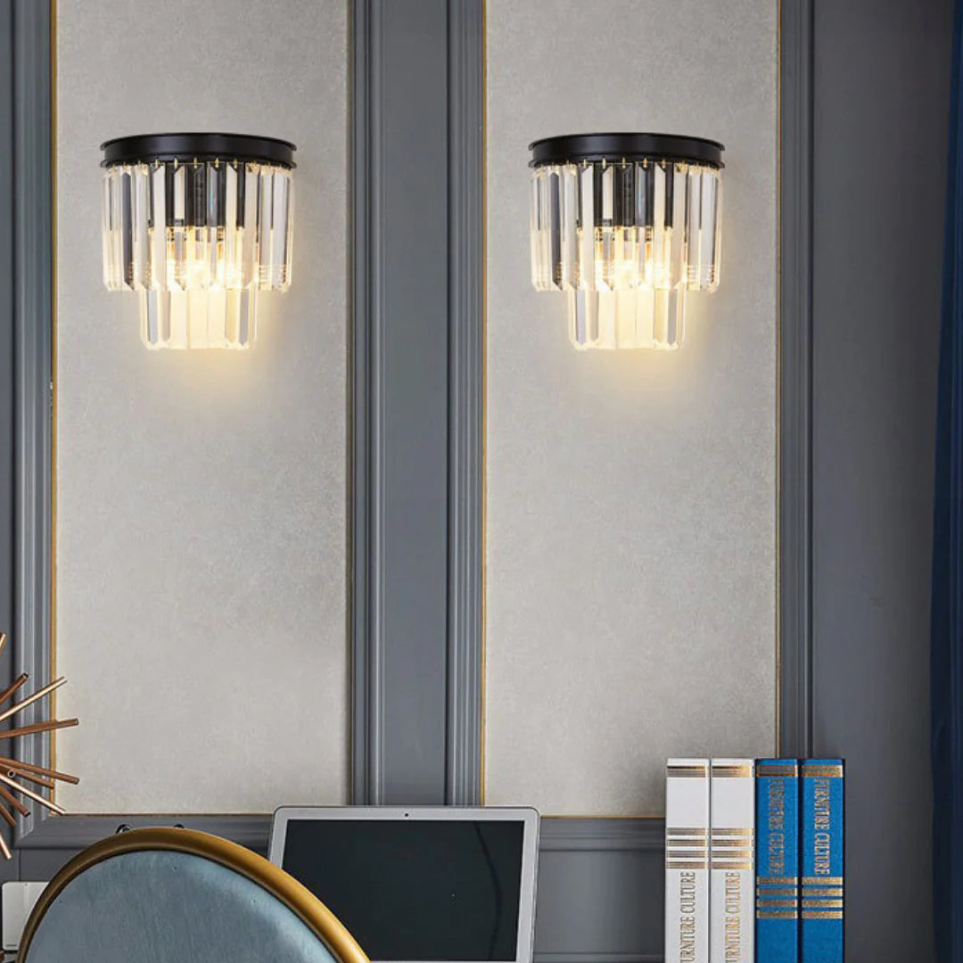 Crystal Tiered Tapered Wall Light