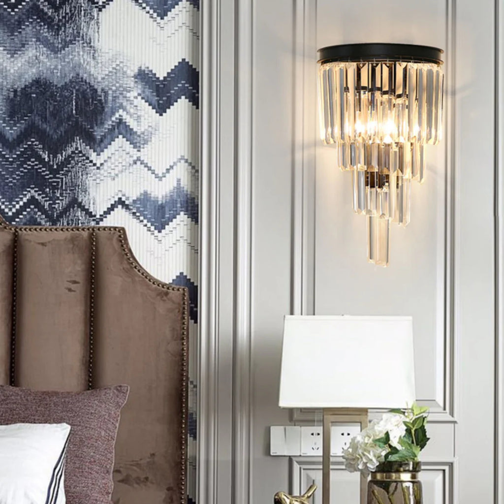 Crystal Tiered Tapered Wall Light