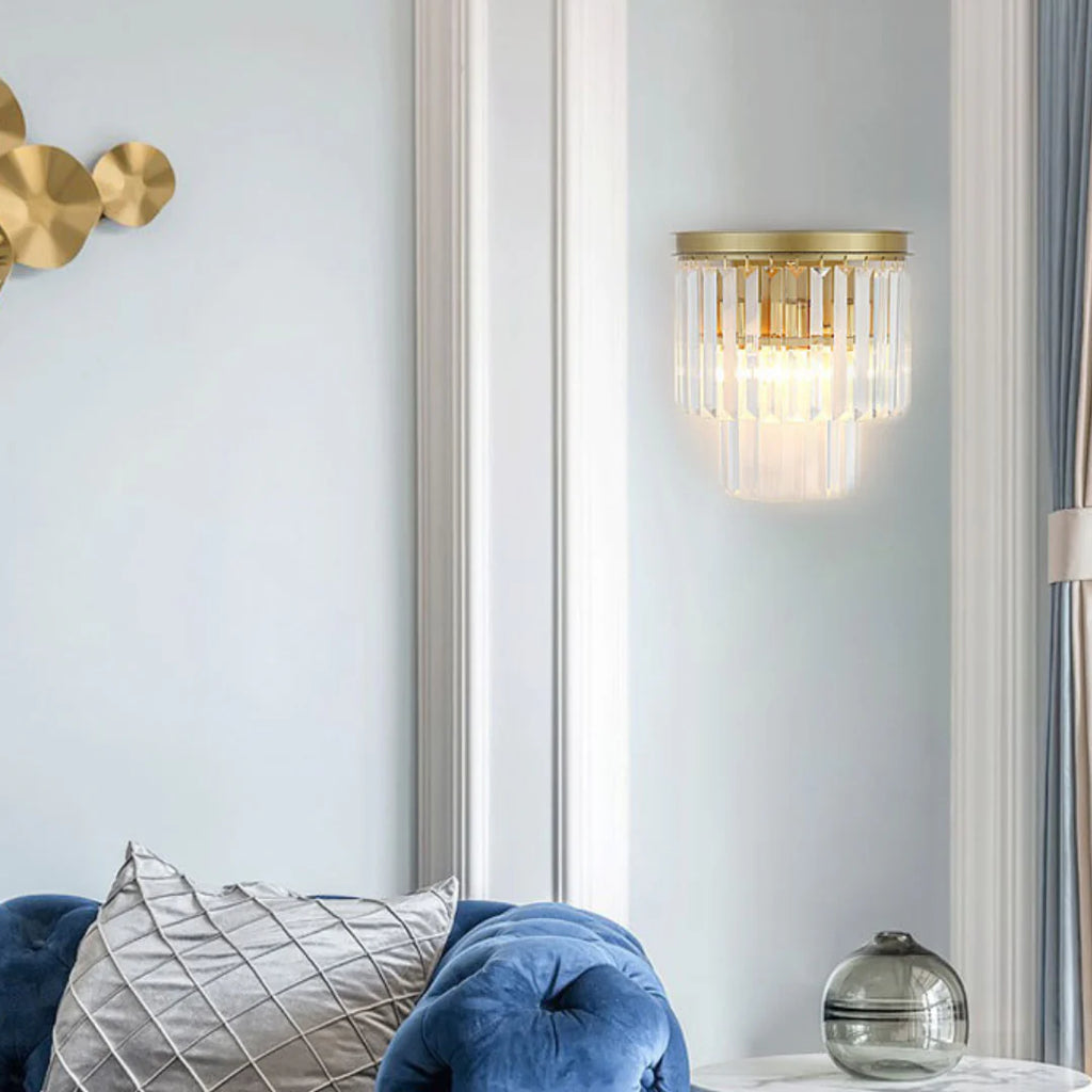 Crystal Tiered Tapered Wall Light