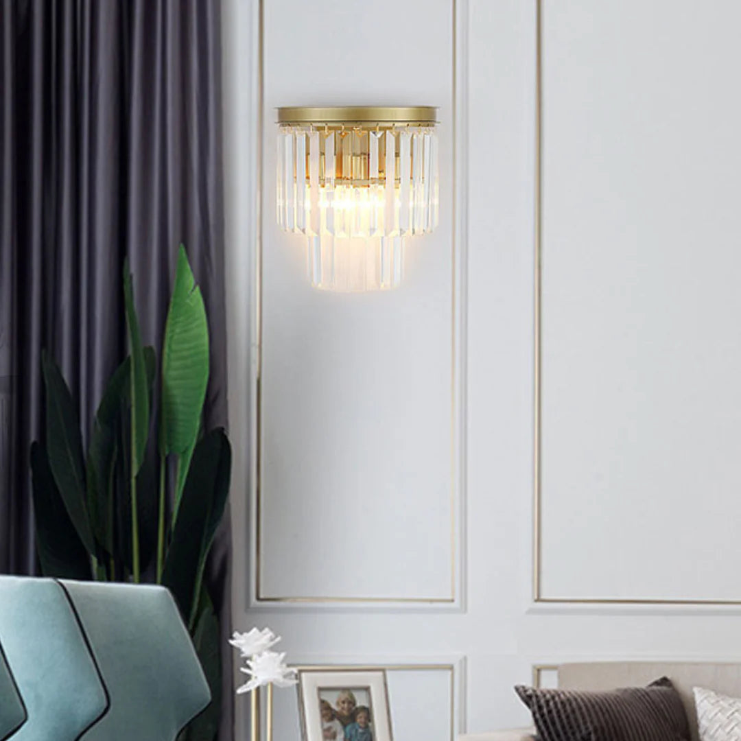 Crystal Tiered Tapered Wall Light