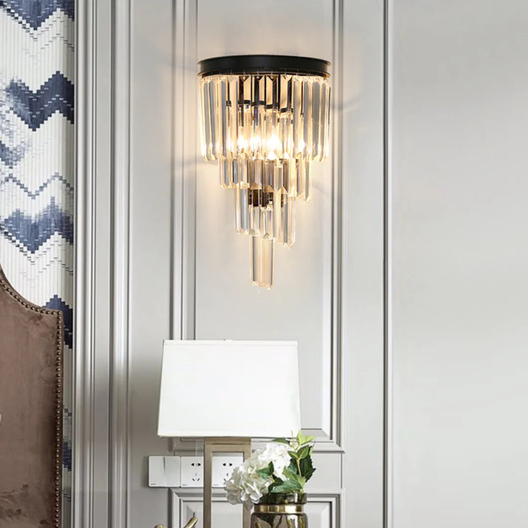 Crystal Tiered Tapered Wall Light