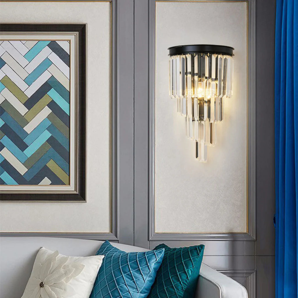 Crystal Tiered Tapered Wall Light