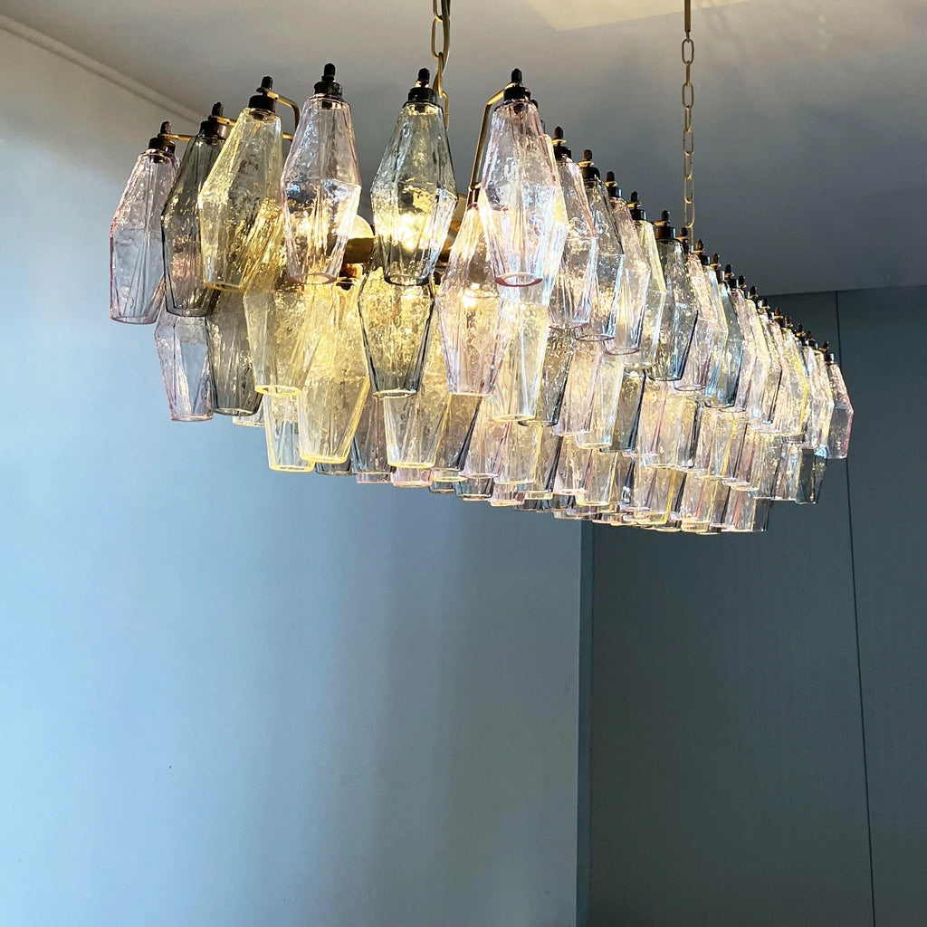 Elegant Multicolored Murano Poliedri Chandelier
