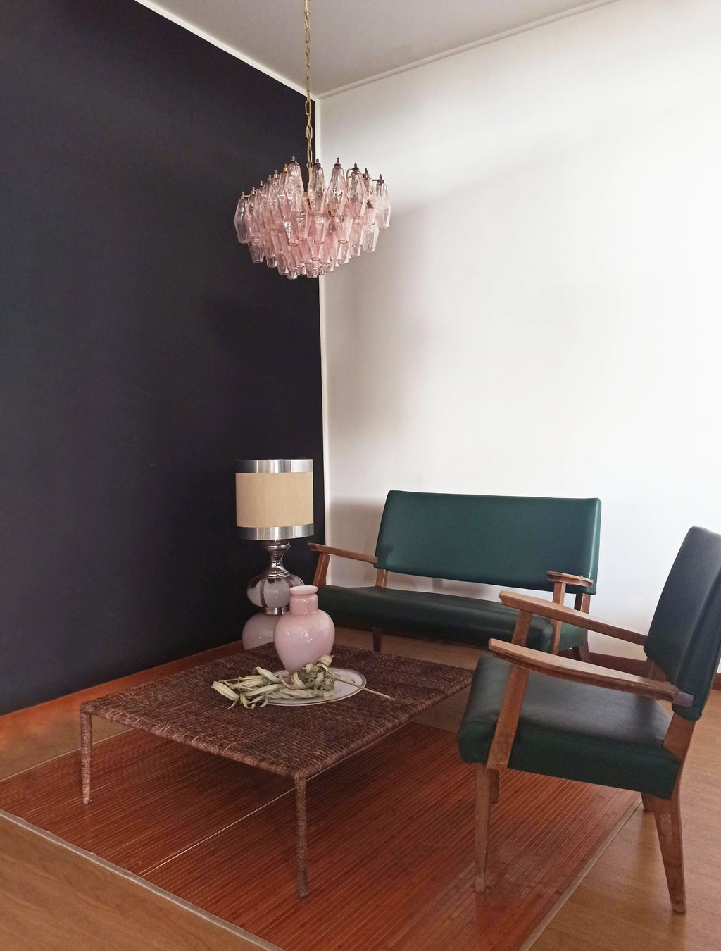Poliedri Murano Pink Chandelier