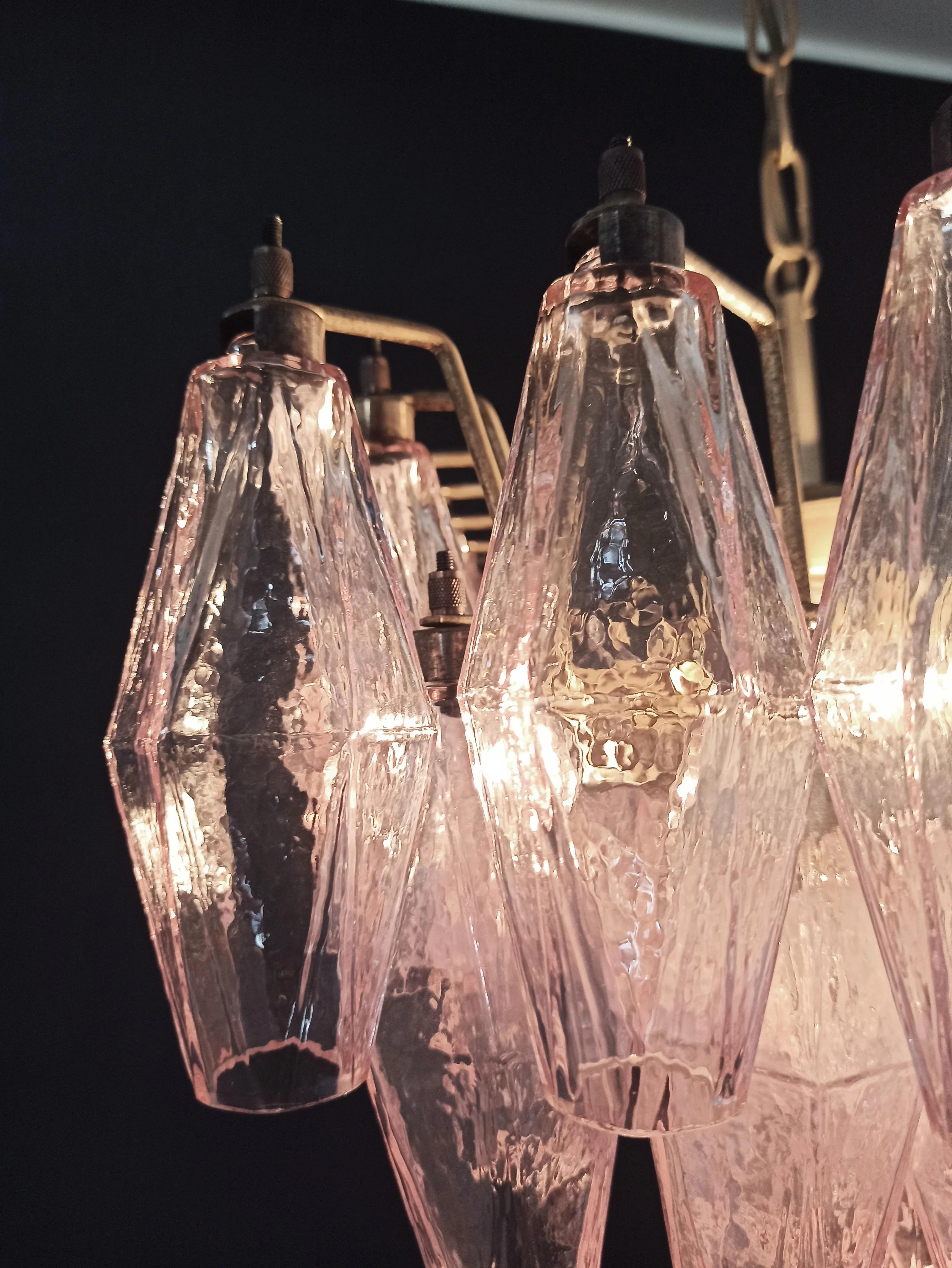 Poliedri Murano Pink Chandelier