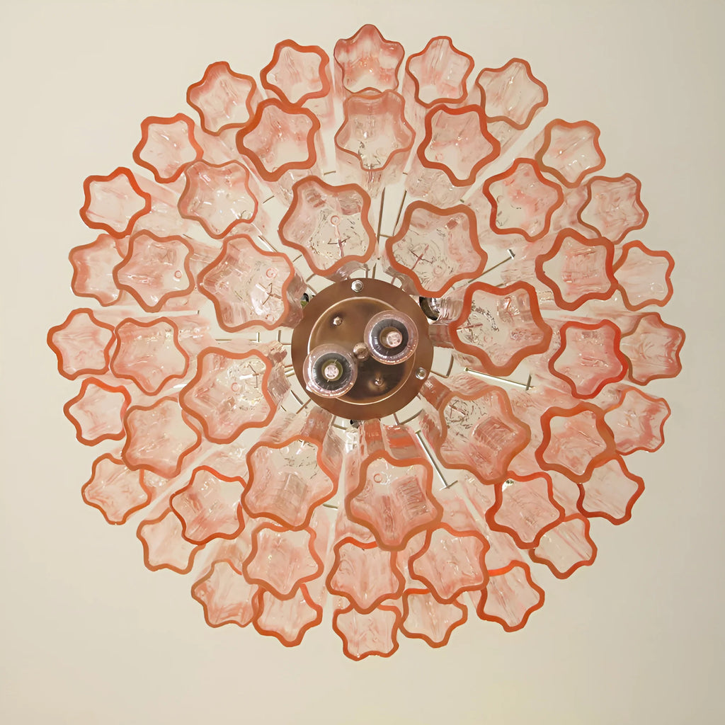 Elegant Pink Murano Glass Tube Chandelier