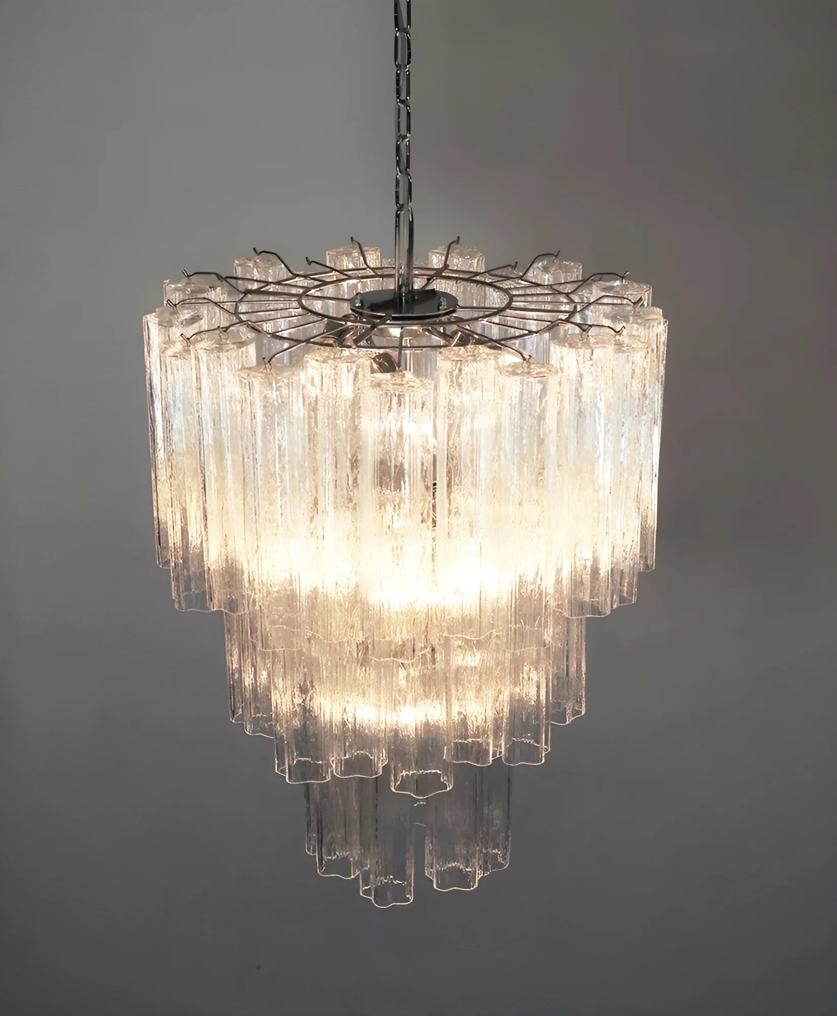 Elegant Transparent Murano Glass Tube Chandelier