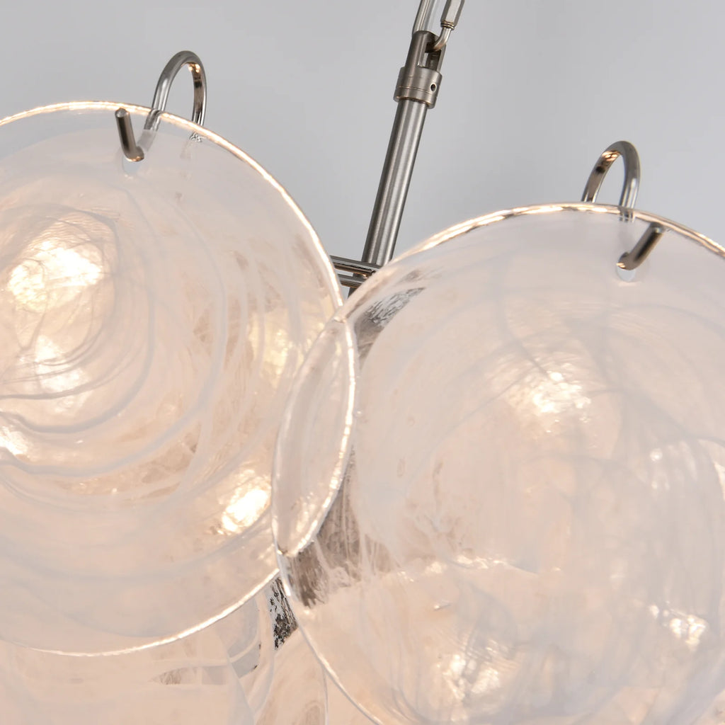 Elegant White Murano Disc Chandelier