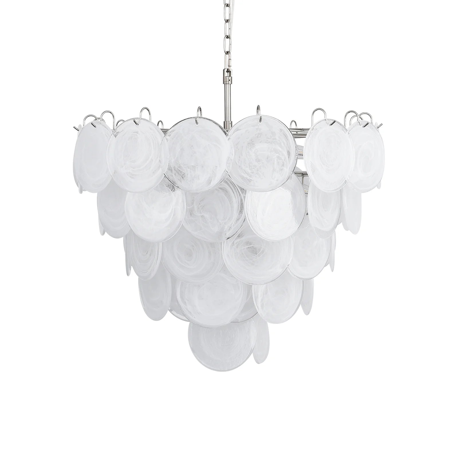 Elegant White Murano Disc Chandelier