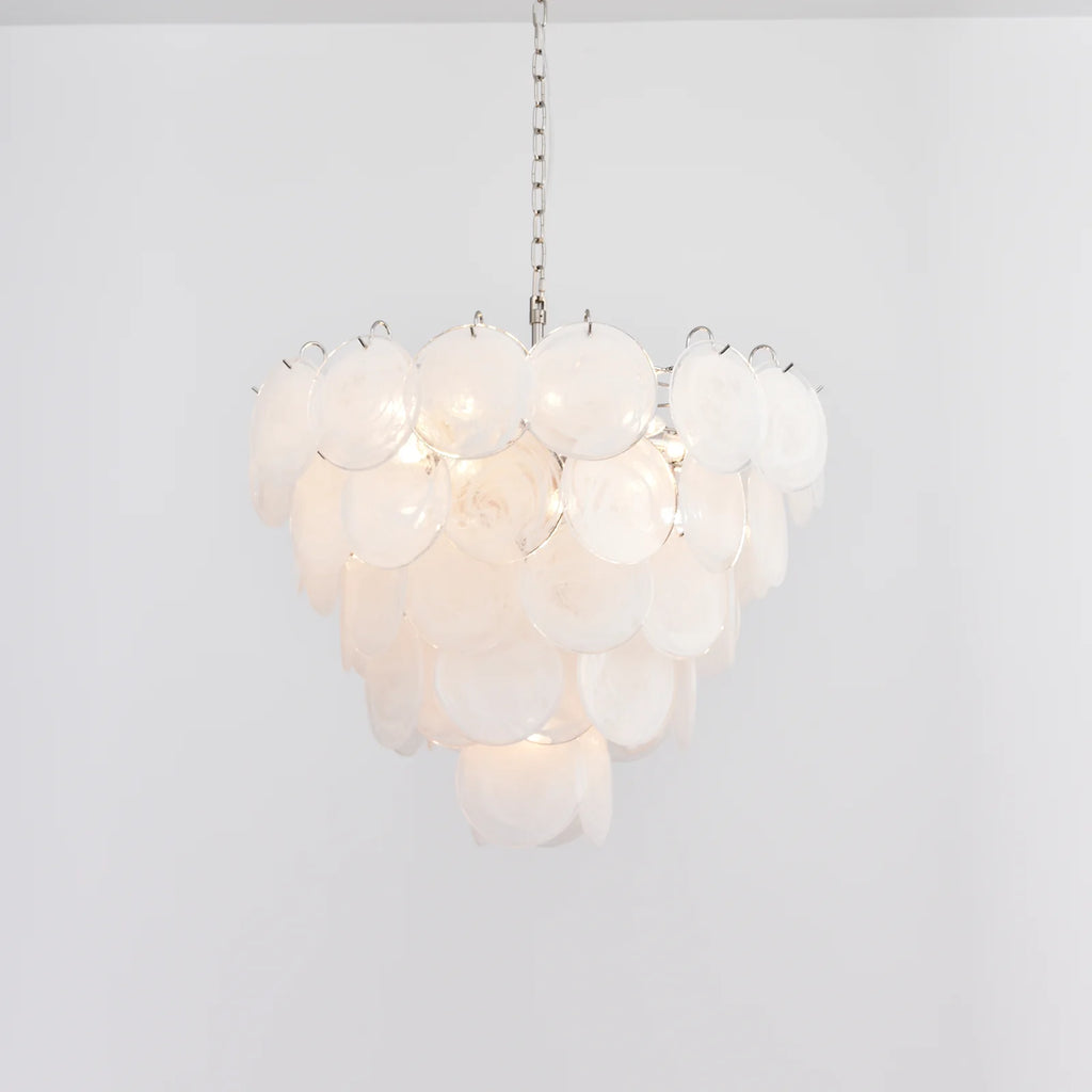 Elegant White Murano Disc Chandelier