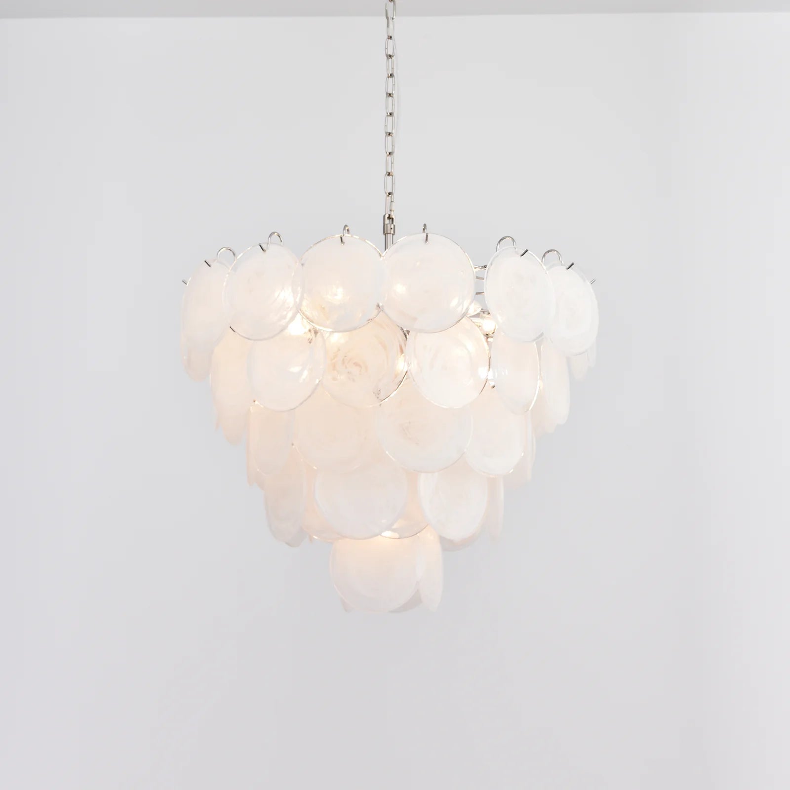 Elegant White Murano Disc Chandelier