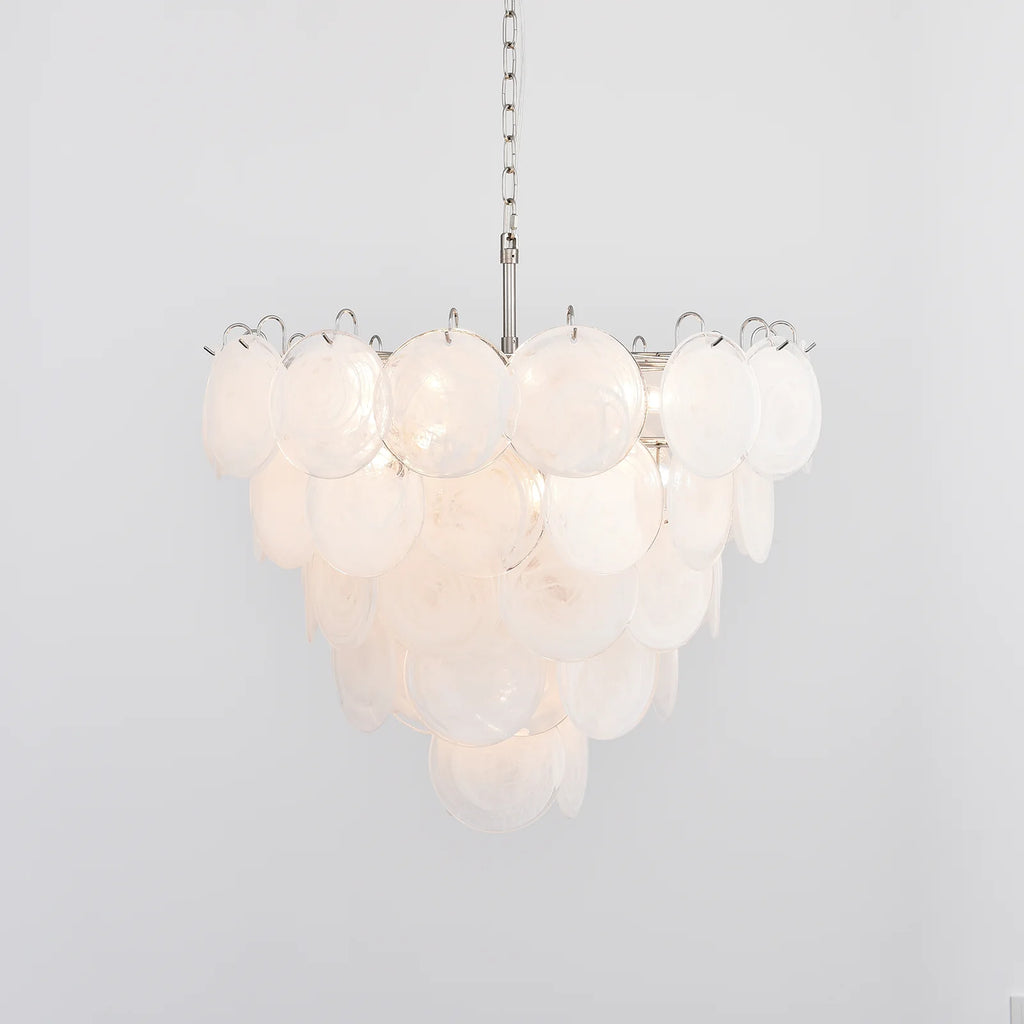 Elegant White Murano Disc Chandelier
