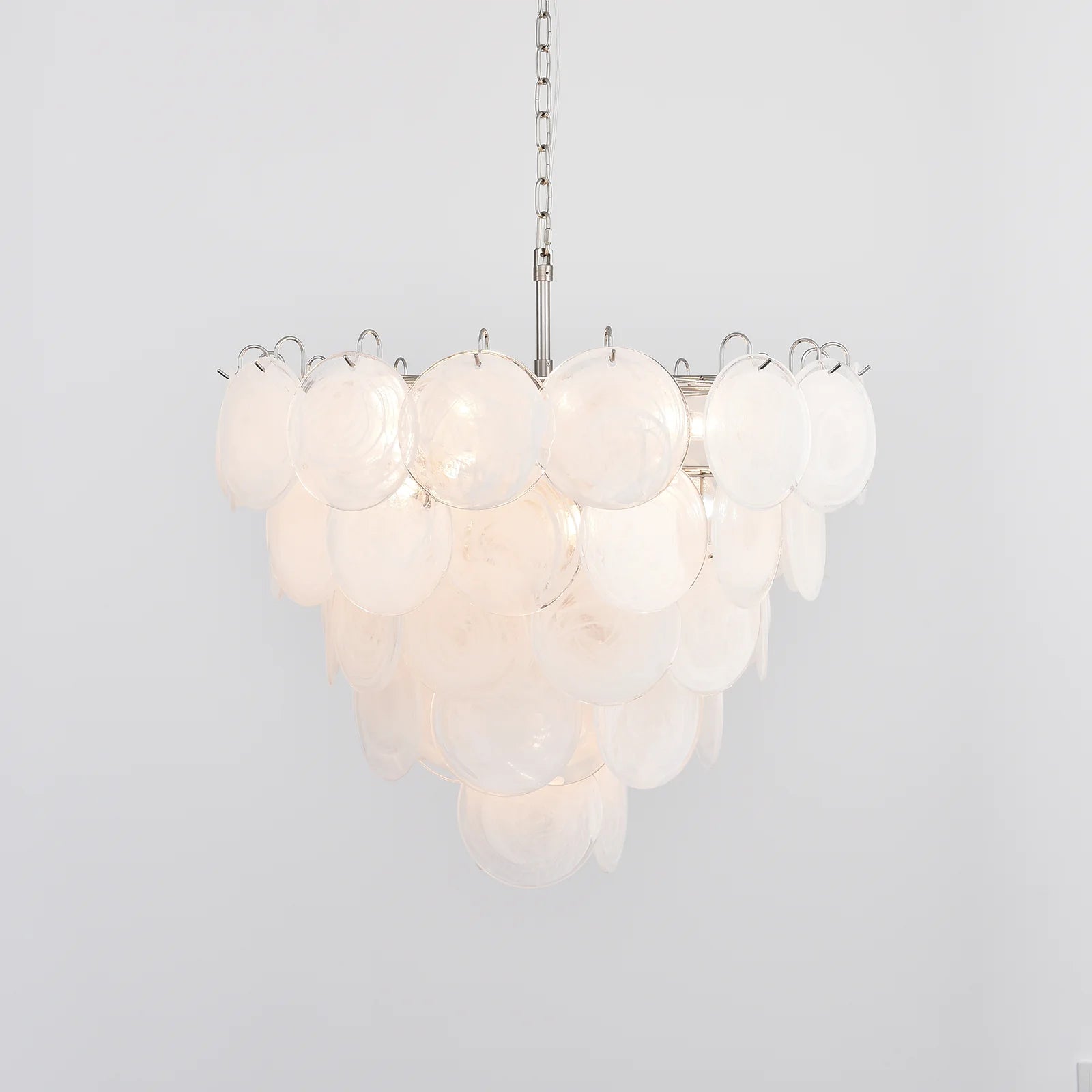 Elegant White Murano Disc Chandelier