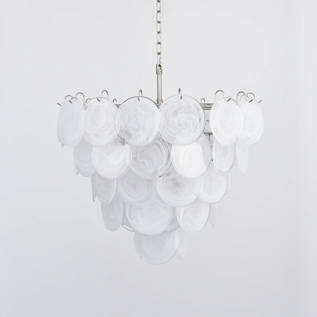 Elegant White Murano Disc Chandelier