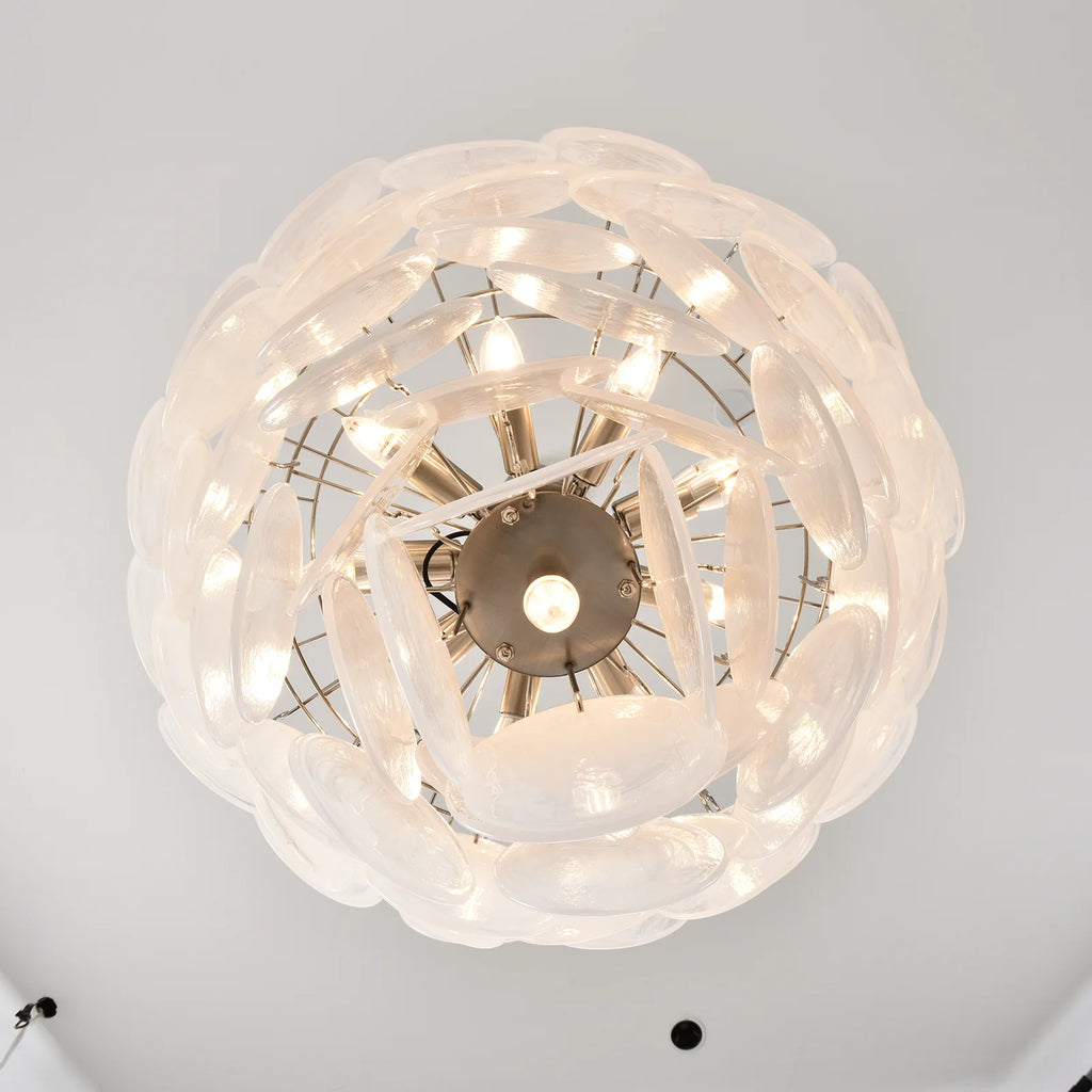 Elegant White Murano Disc Chandelier