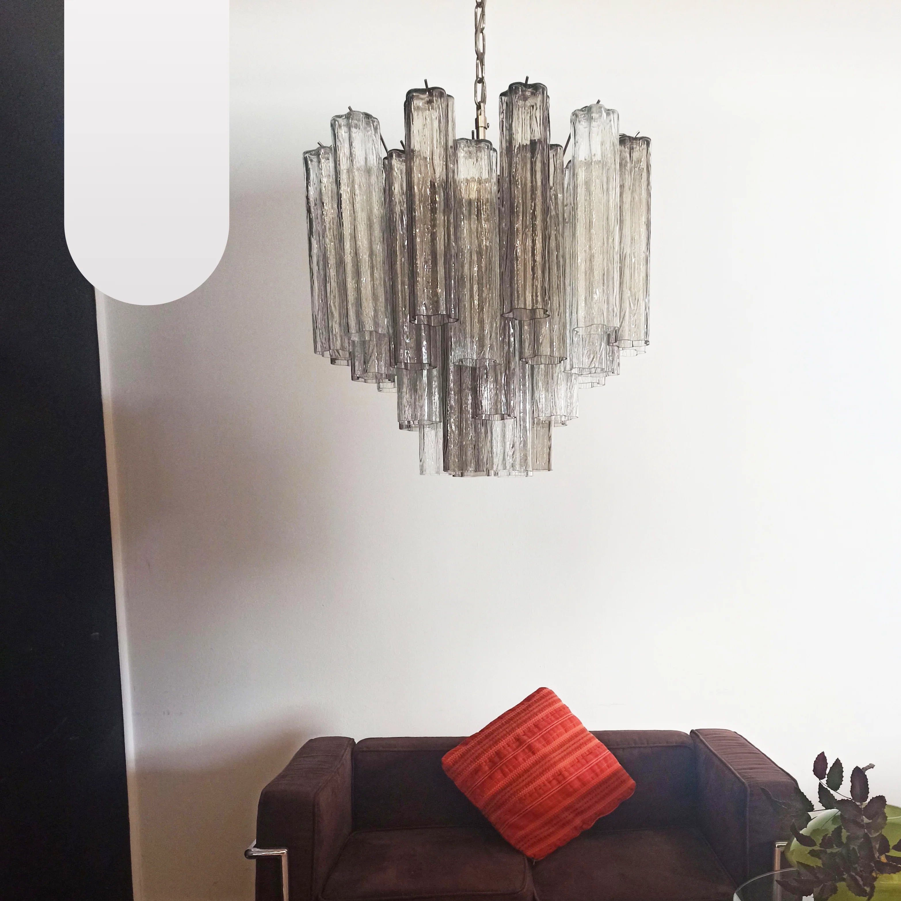 Fantastic Murano Smoked Glass Tube Chandelier