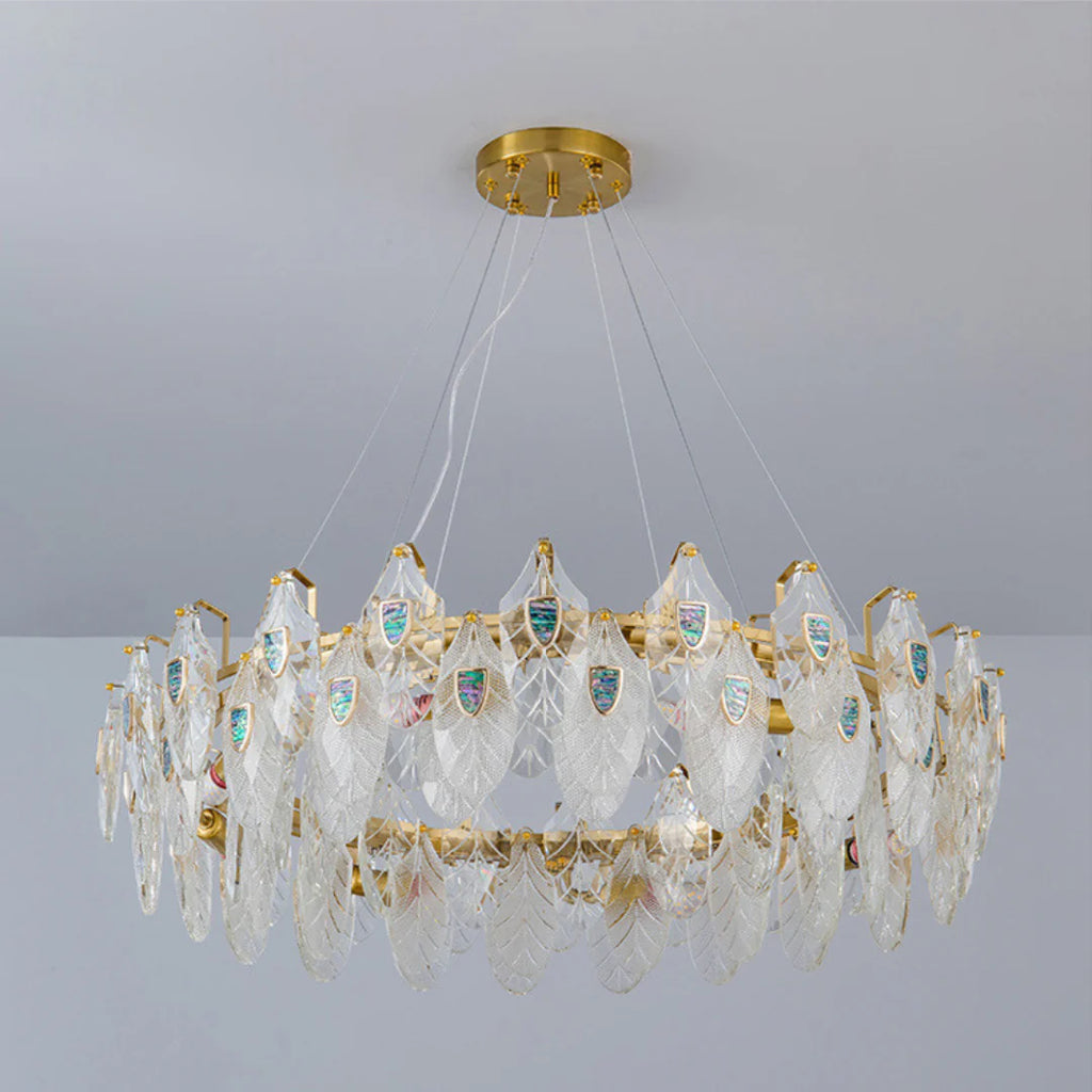 Feather Crystal Abalone Chandelier