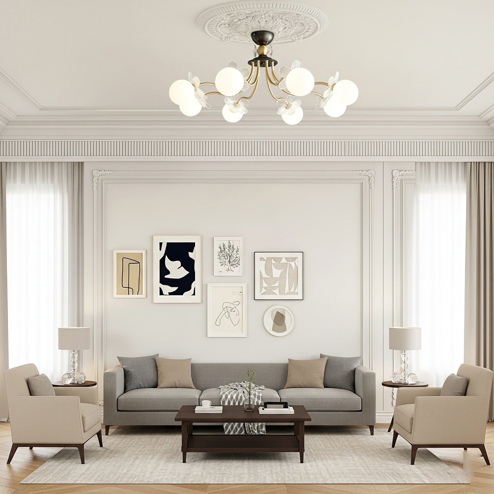 Floral Petal Globe Chandelier
