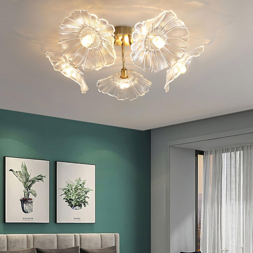 Lotus Leaf Glass Ceiling Lamp