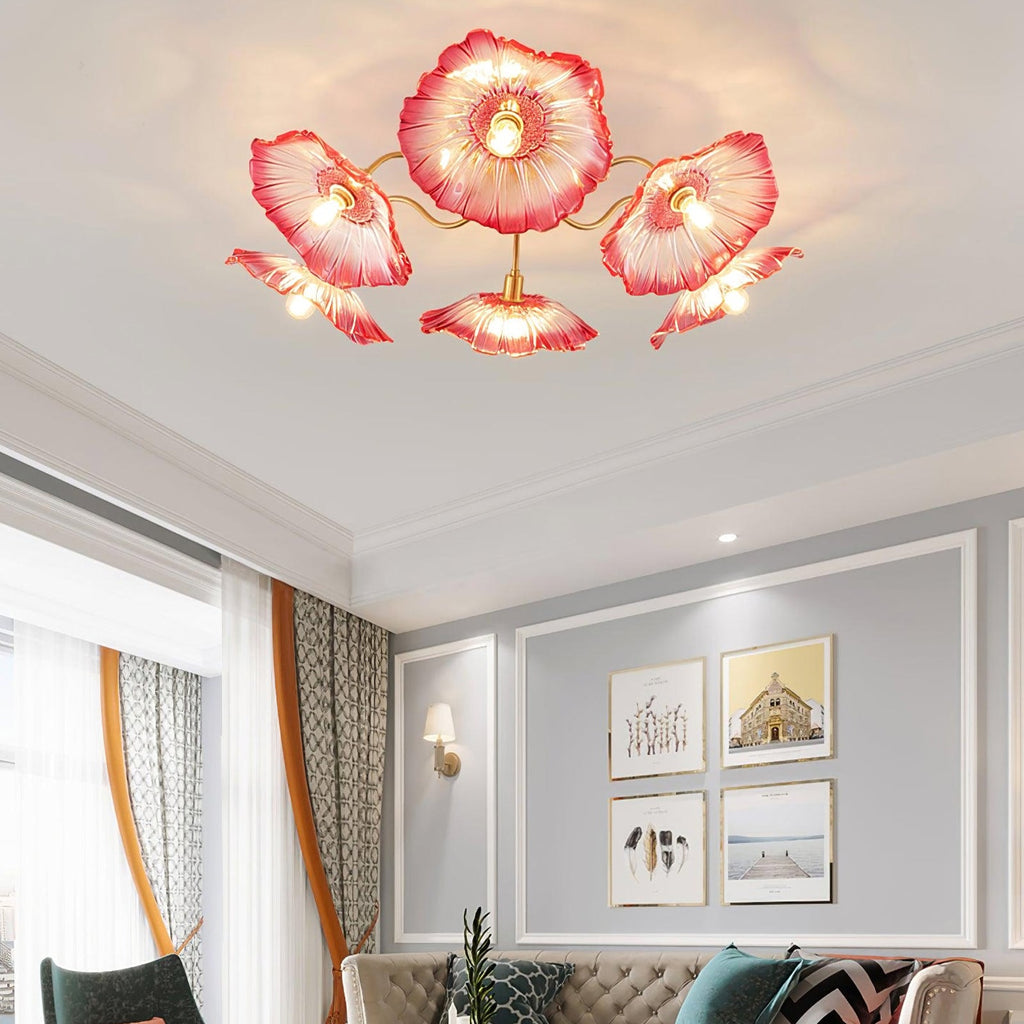 Lotus Leaf Glass Ceiling Lamp