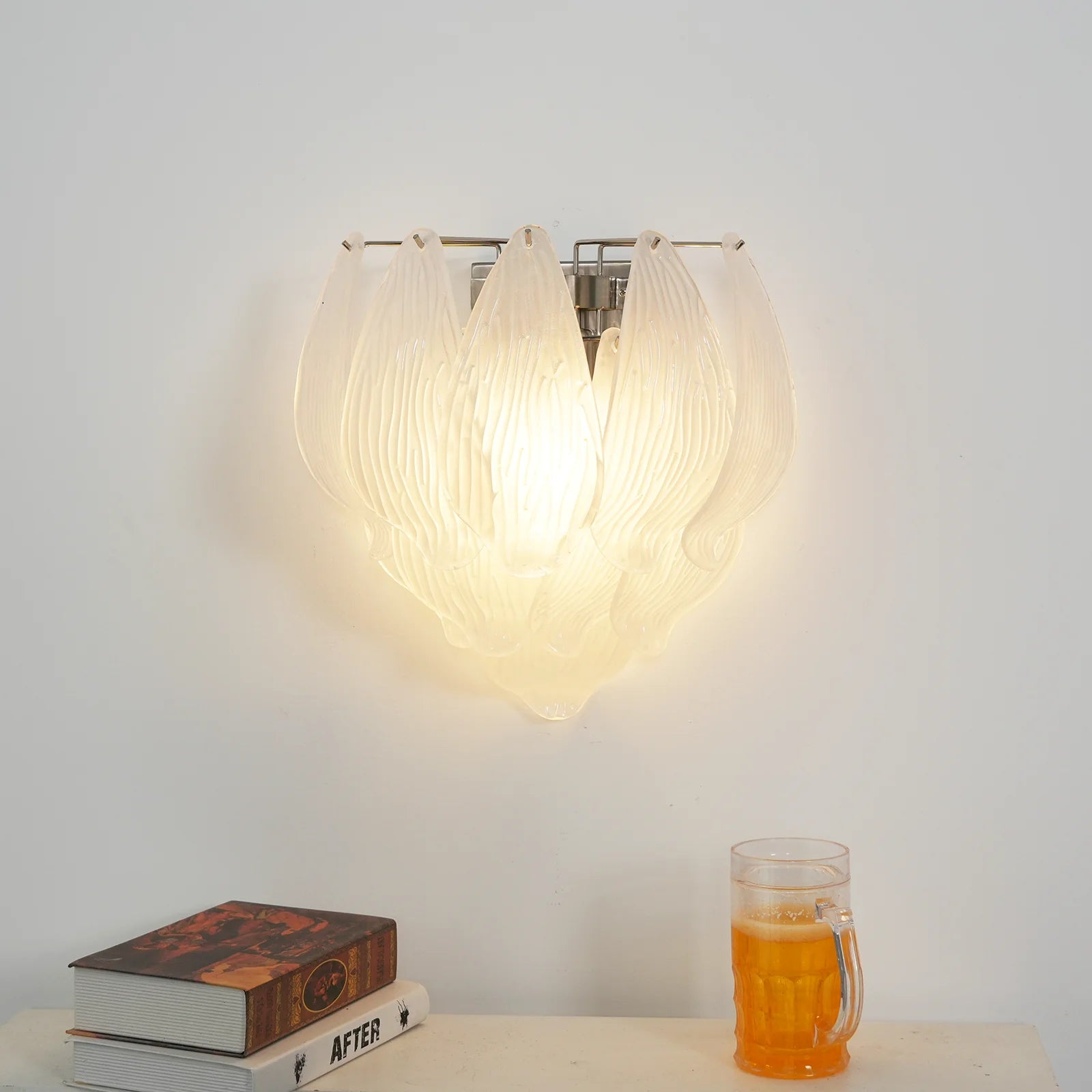 Frosted Petal Glass Wall Light
