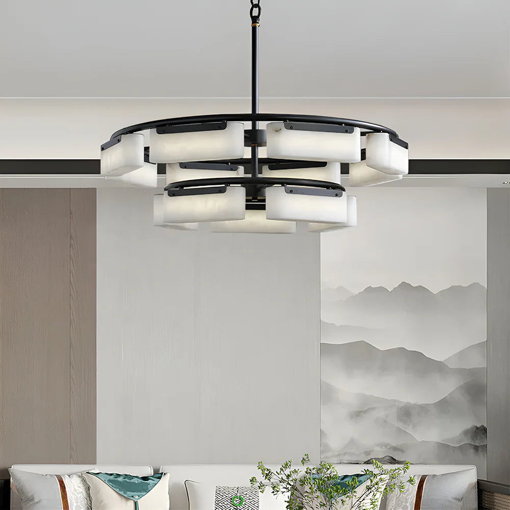 Rectangle Fusion Alabaster Chandelier