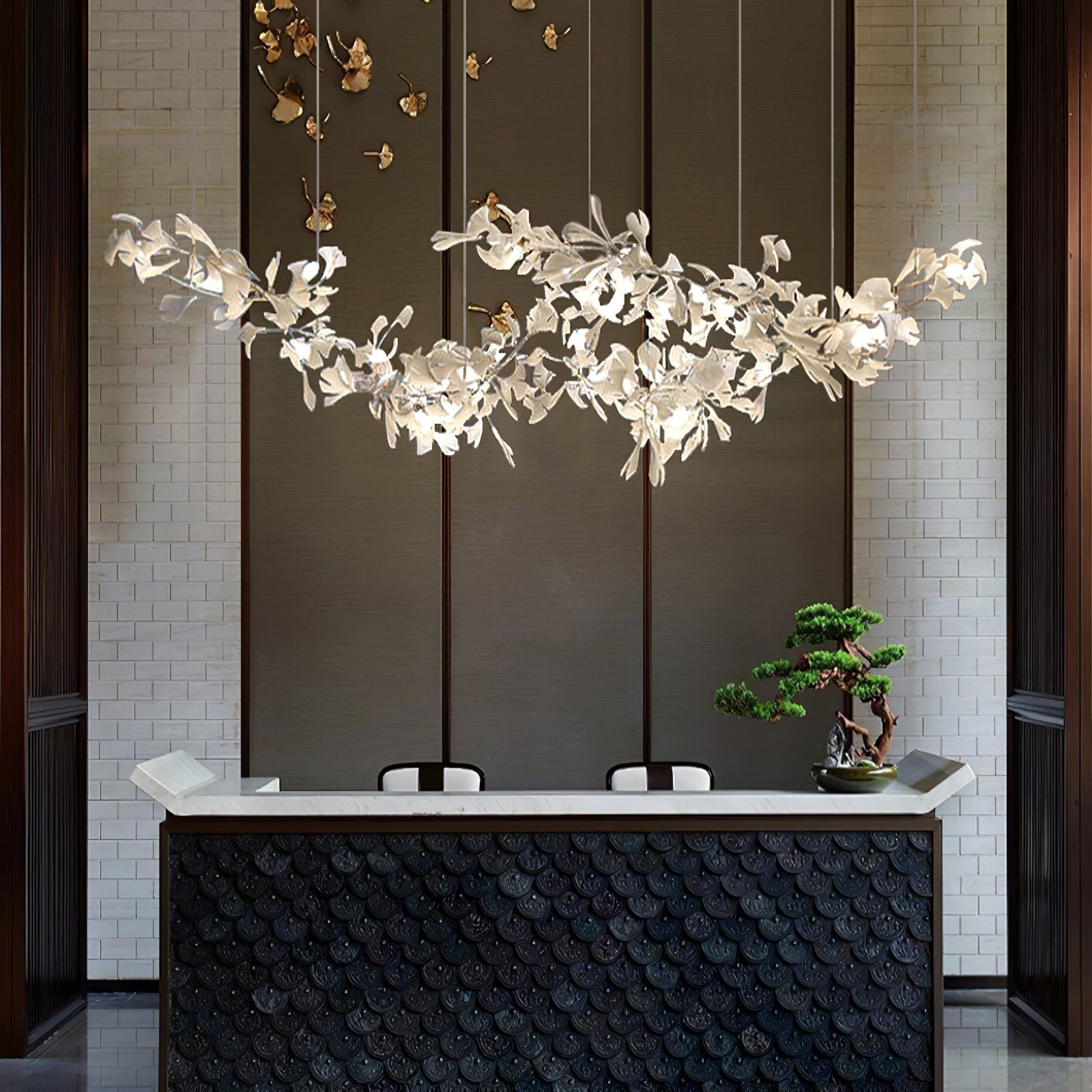 Double Layer Combination Gingko Chandelier