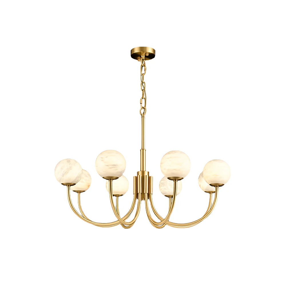 Gold Alabaster Round Chandelier