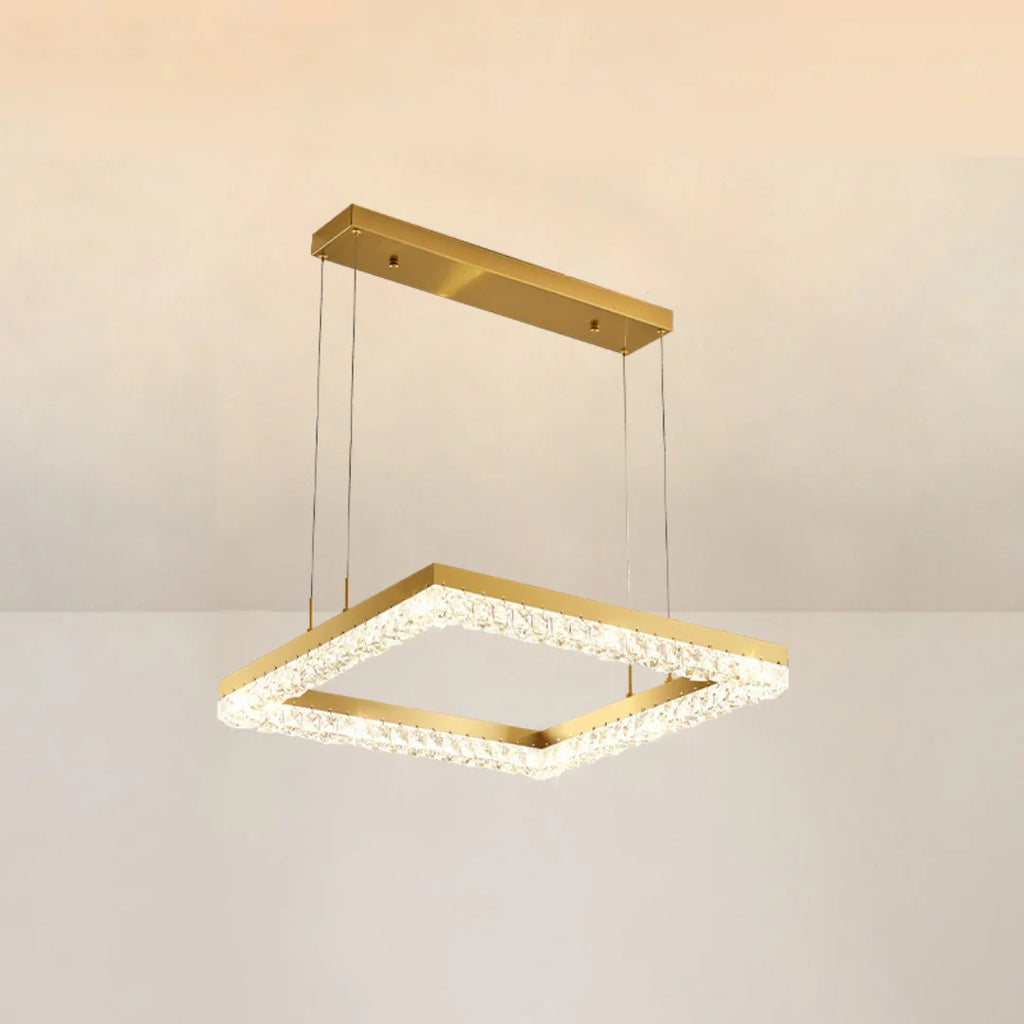 Gold Square Crystal Chandelier