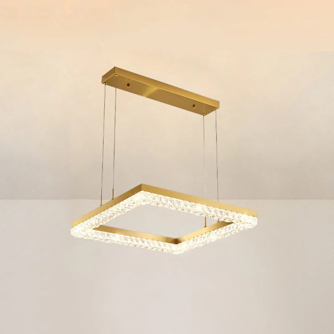 Gold Square Crystal Chandelier