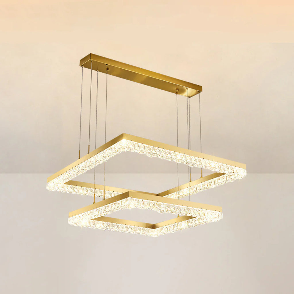 Gold Square Crystal Chandelier