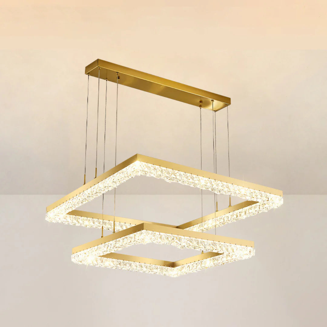 Gold Square Crystal Chandelier