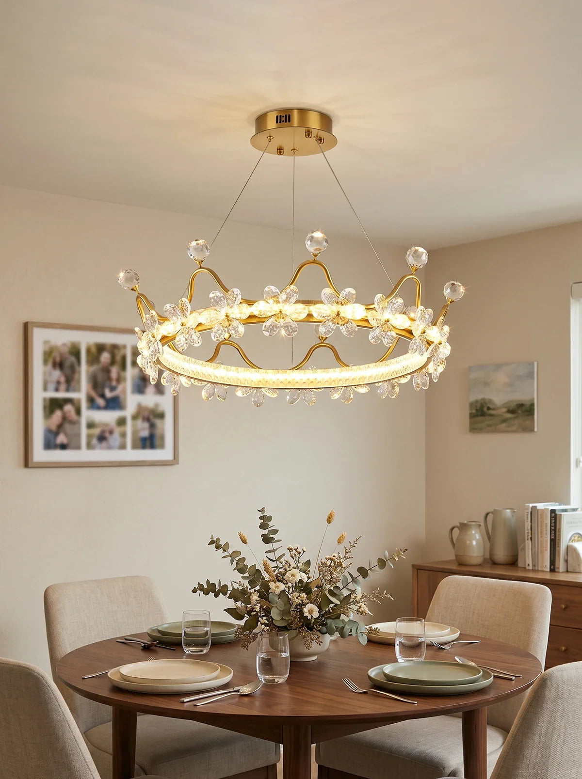 Golden Crown Garland Crystal Chandelier