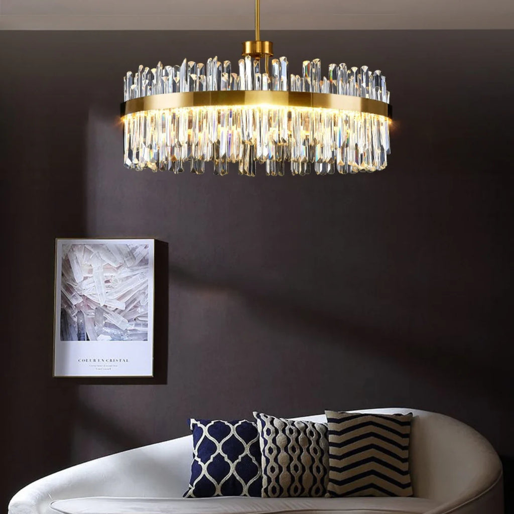 Golden Round Crystal Chandelier