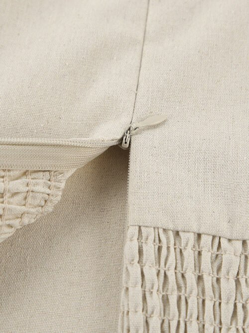 Hemp Smocked Back Tube Dress Beige