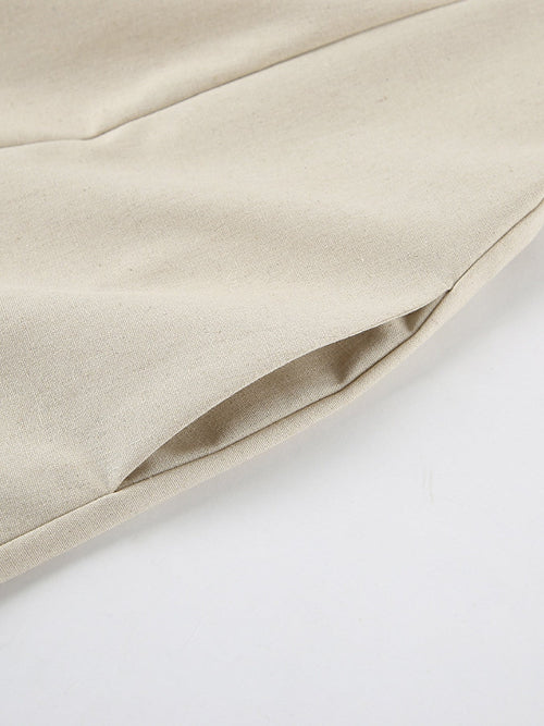 Hemp Smocked Back Tube Dress Beige